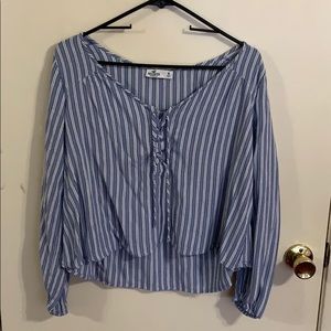 Blue and white long sleeve tee